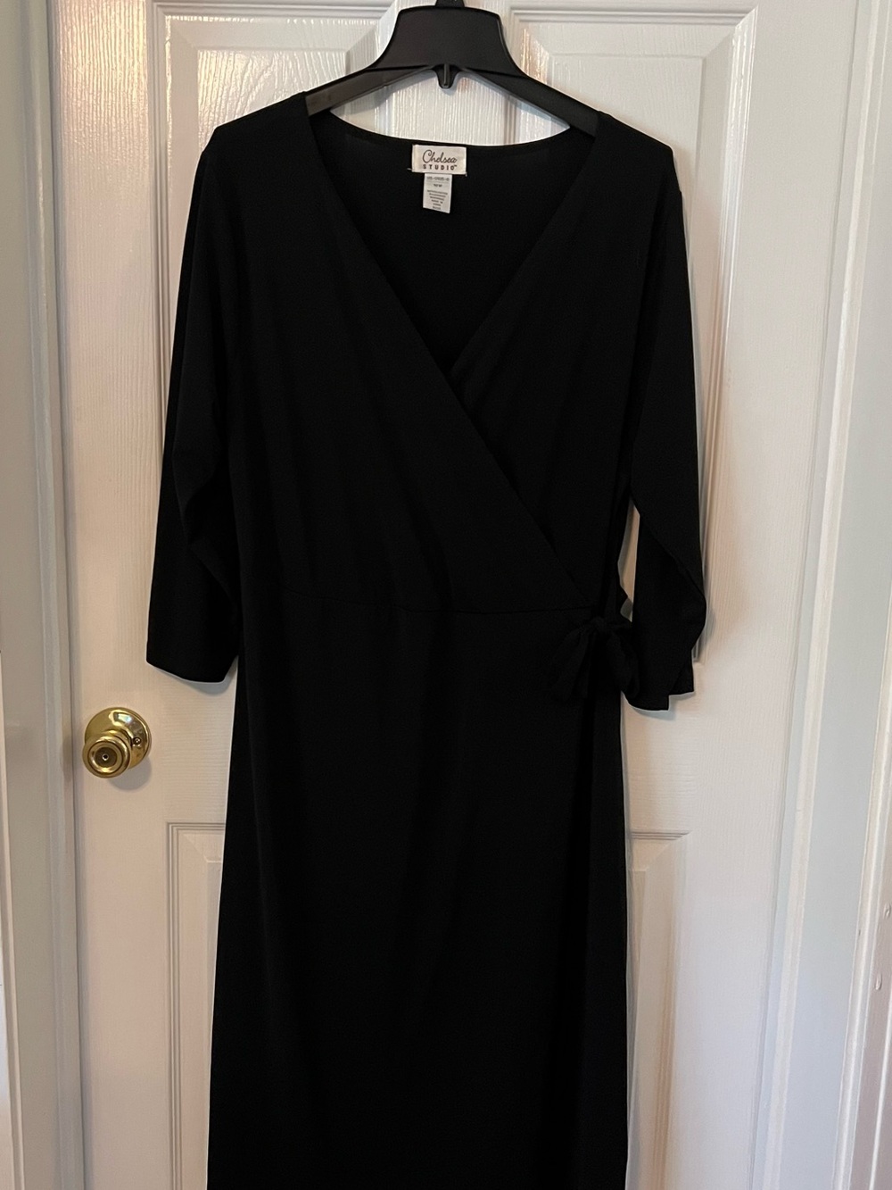 Chelsea Studio Black Fake Wrap Dress